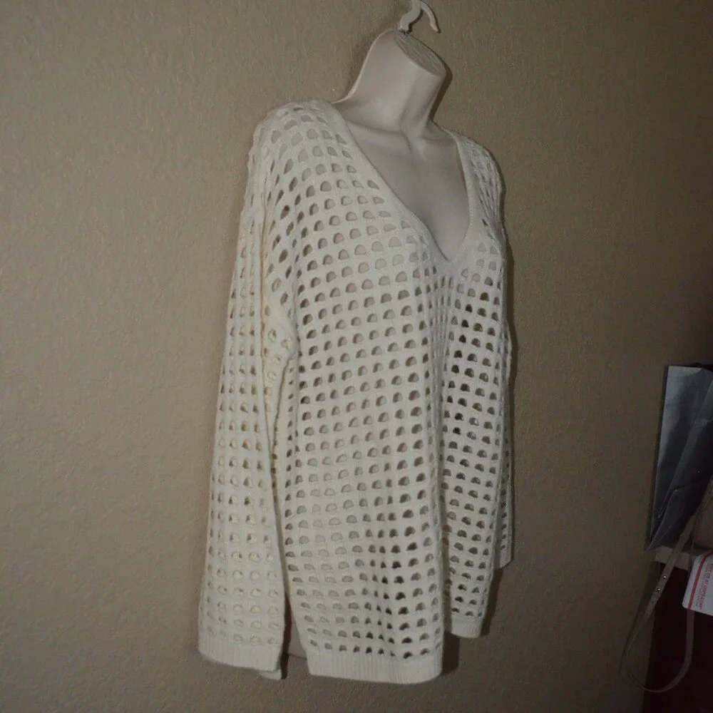 NWT $945 SABLYN Ivory Rumi Knit Cashmere V-Neck Long Sleeve Sweater